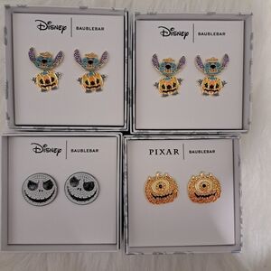 Disney x BaubleBar Halloween Stitch Jack Mike Wazowski Pumpkin Earrings Set